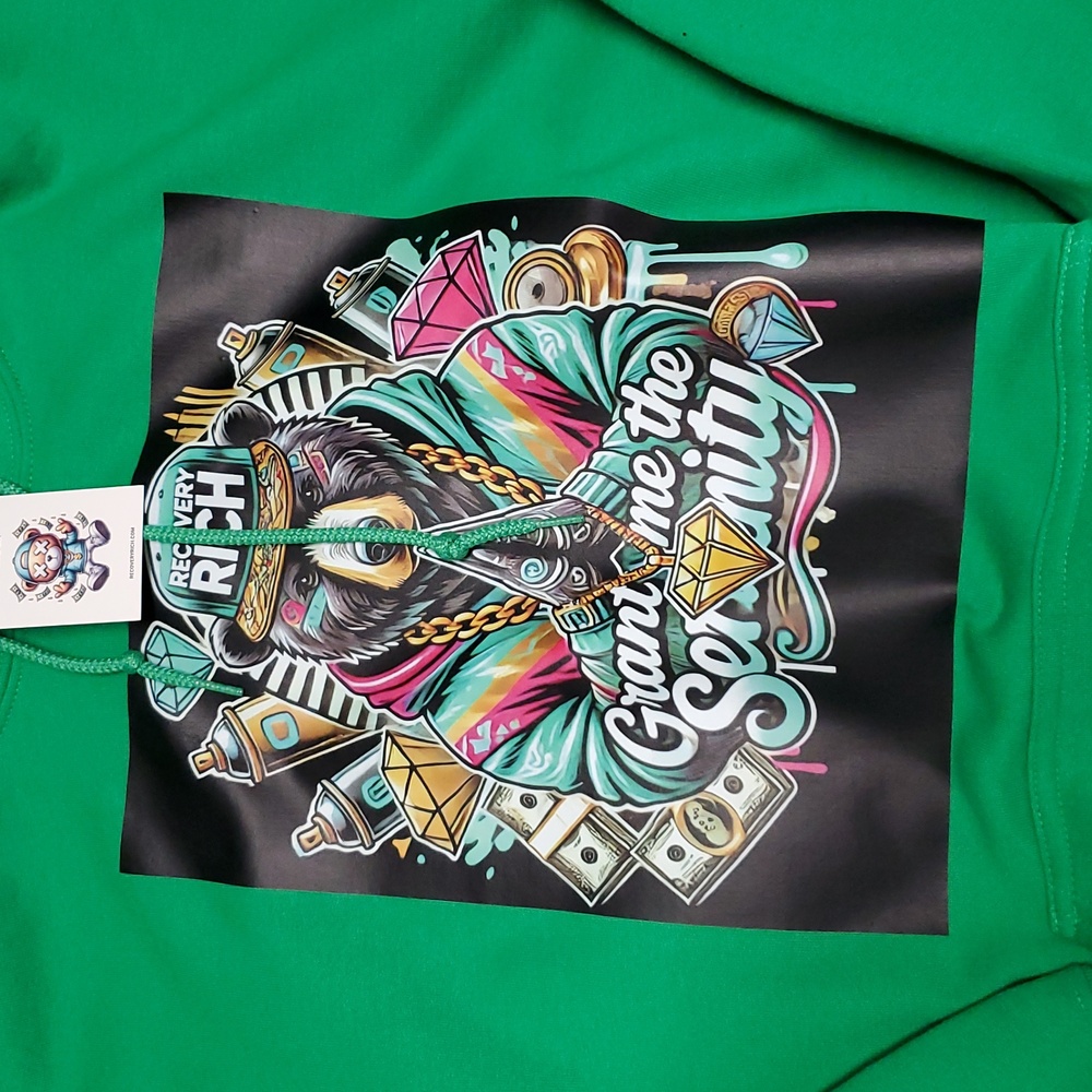 Grant me the Serenity Bear Recovery Rich green hoody